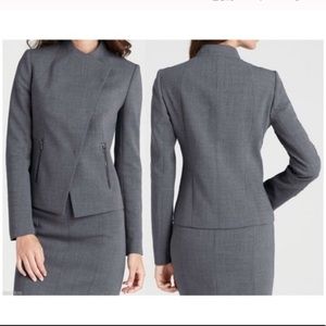 Ann Taylor Gray Box Moto Suit Jacket